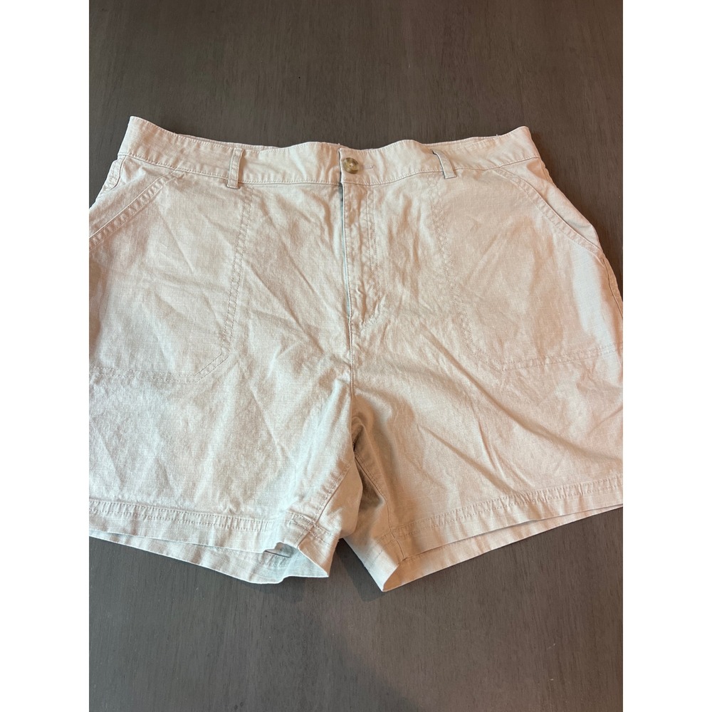 Eddie Bauer Women's Tan Ripstop Cargo Shorts Cotton Stretch Outdoor Utility 14